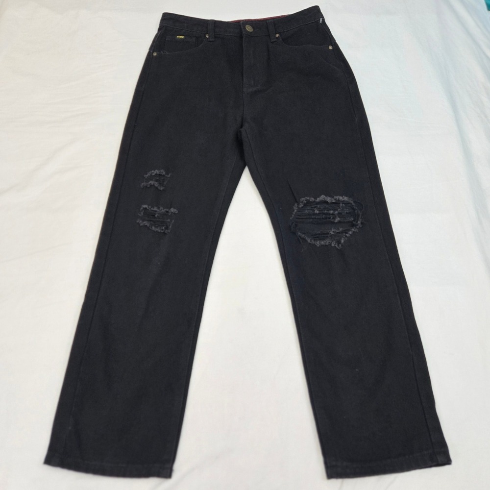 NWT FUBU International Black Ripped Denim Y2K Streetwear Jeans Women's 26